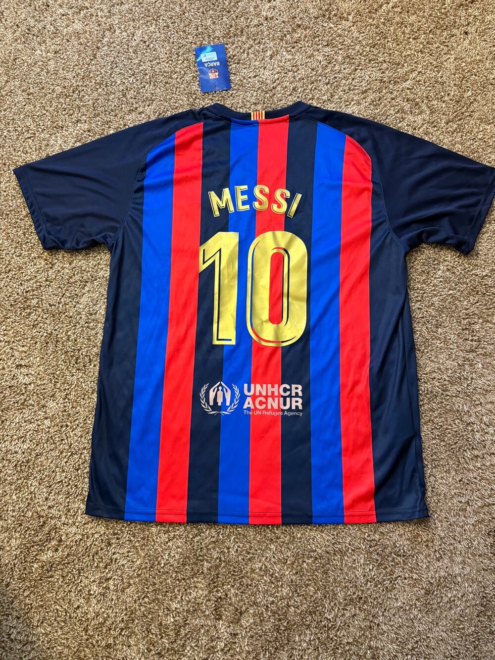 NWT FC Barcelona Spotify Lionel Messi Home Jersey Mens Size Large